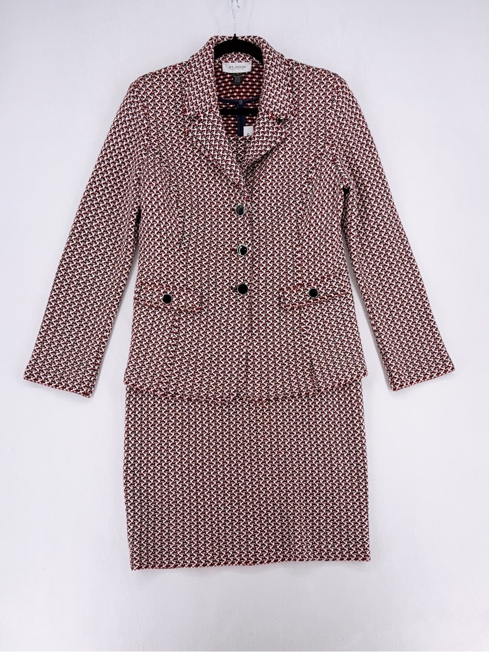 NWOT St. John Collection Dress & Jacket Suit Size 8 Red & Navy Knit Size 8